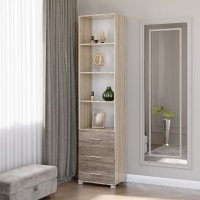 Шкаф-пенал открытый с ящиками Бриз-16 сонома + трюфель (8581)