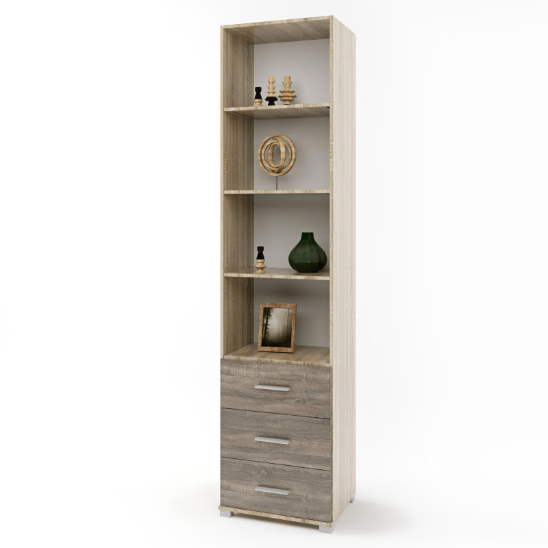 Шкаф-пенал открытый с ящиками Бриз-16 сонома + трюфель (8581)