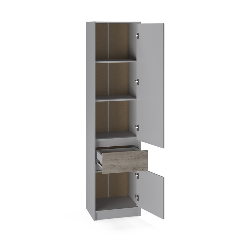 Шкаф-пенал закрыт с полками и ящиком Стайл-500 50х39х203 см Кашемир/Дуб крафт серый (38422)