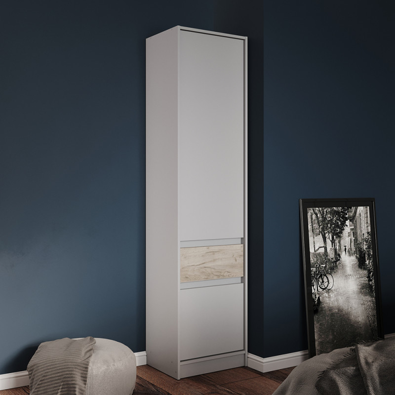 Шкаф-пенал закрыт с полками и ящиком Стайл-500 50х39х203 см Кашемир/Дуб крафт серый (38422)