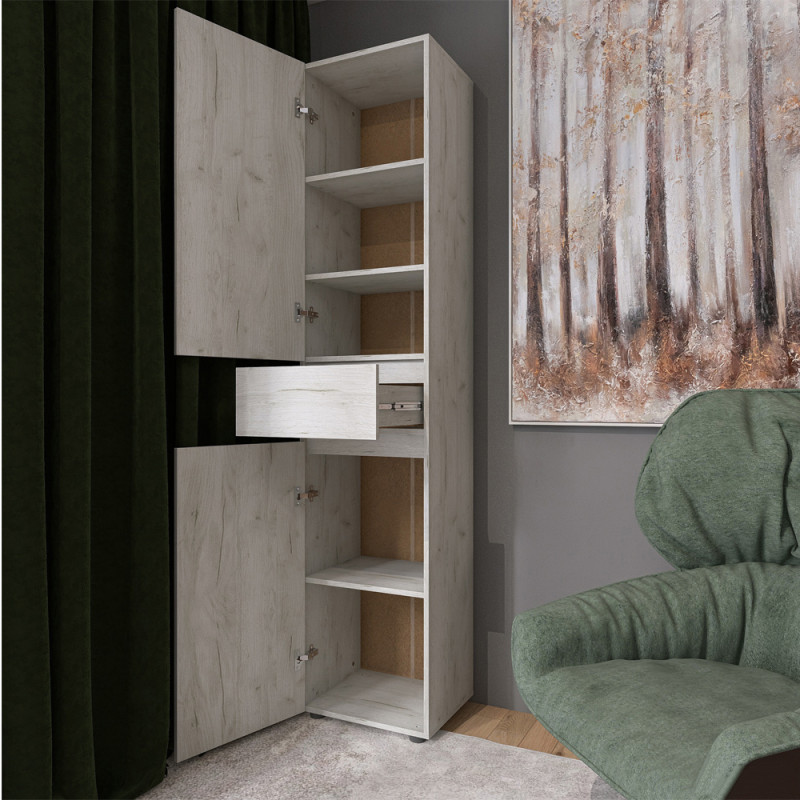 Пенал с выдвижным ящиком Лайт ПЛ-1 Дуб Крафт белый (31407)