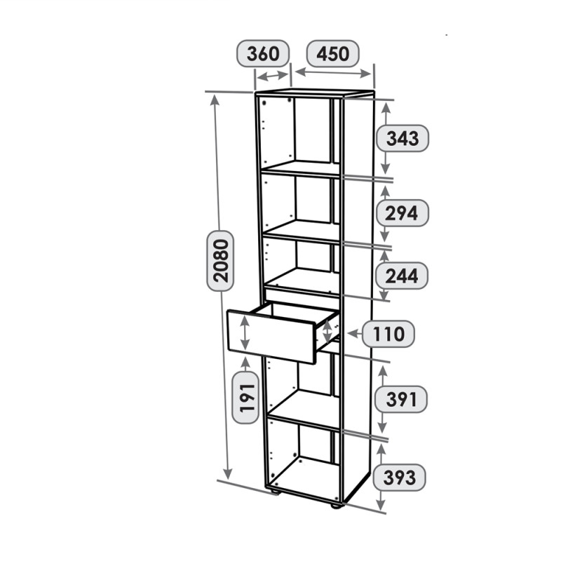Пенал с выдвижным ящиком Лайт ПЛ-1 Дуб Крафт белый (31407)