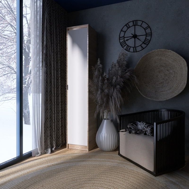 Шкаф-пенал закрытый Сити-400 Дуб сонома/Белый (31551)