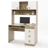Стол письменный с надстройкой Соната дуб сонома + белый (8983)