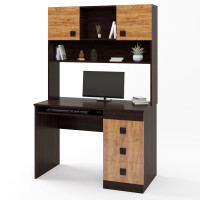 Стол письменный с надстройкой Соната венге темный + дуб крафт золотой (8984)