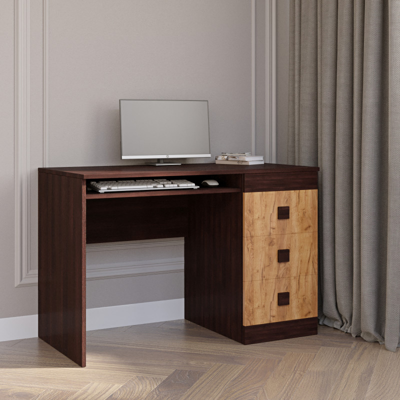 Стол письменный Соната венге темный + дуб крафт золотой (8372)