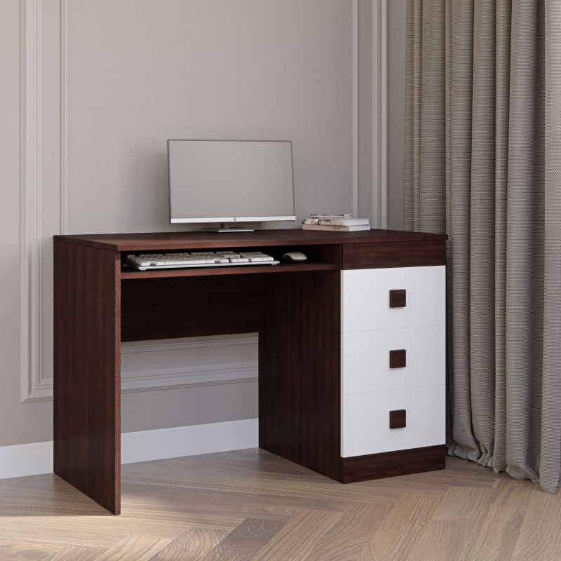 Стол письменный Соната венге темный + белый (8373)