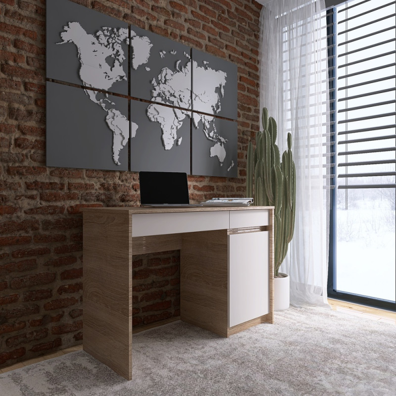 Письменный стол с 2 ящиками и закрытой секцией Сити-1100 110,1х50,1х76,6 см Дуб cонома/Белый (31560)