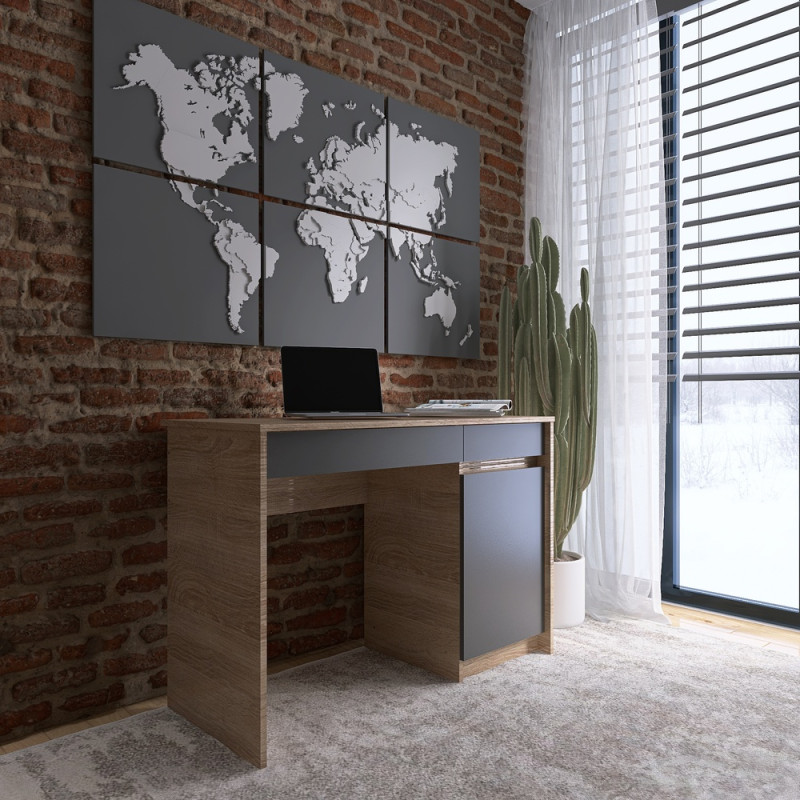 Письменный стол с 2 ящиками и закрытой секцией Сити-1100 110,1х50,1х76,6 см Дуб cонома/Графит (31559)