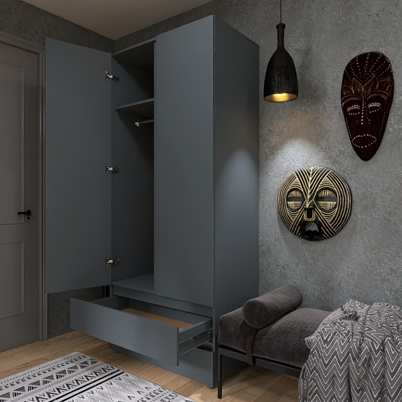 Шкаф двухдверный ШЛ-2 Лайт Графит (9925)