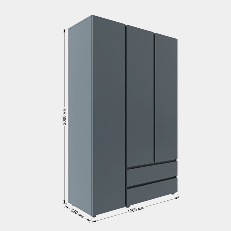 Шкаф трехдверный ШЛ-3 Лайт Графит (9926)