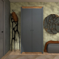 Шафа двухдверная Нордик-990 Графит + Дуб крафт золотой (13270)