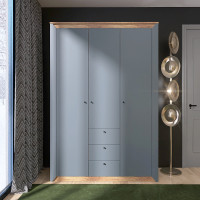 Шафа трехдверная Нордик-1400 Графит + Дуб крафт золотой (13272)