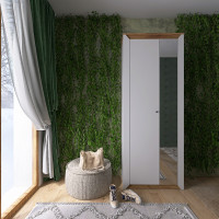 Шкаф-пенал с зеркалом Нордик-800 Белый + Дуб крафт золотой (13273)