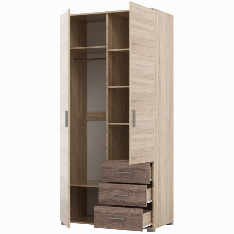 Шкаф прямой с ящиками Бриз ШП-4 сонома + трюфель (8541)
