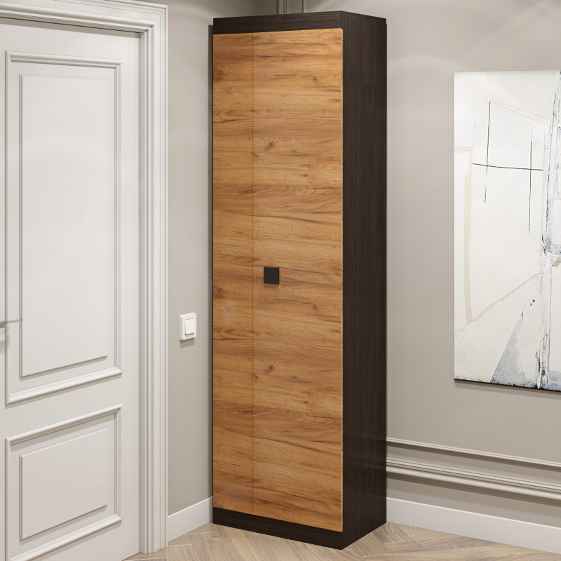 Шкаф распашной Соната-600 венге темный + дуб крафт золотой (8552)