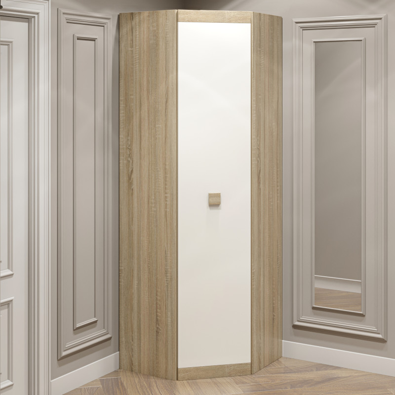 Шкаф угловой Соната-700 дуб сонома + белый (8558)