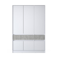 Шкаф распашный для одежды с выдвижными ящиками (полки - штанга) Стайл-1400 140х53х203 см Нимфея Альба (белый)/Бетон (38415)