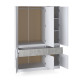 Шкаф распашный для одежды с выдвижными ящиками (полки - штанга) Стайл-1400 140х53х203 см Нимфея Альба (белый)/Бетон (38415)