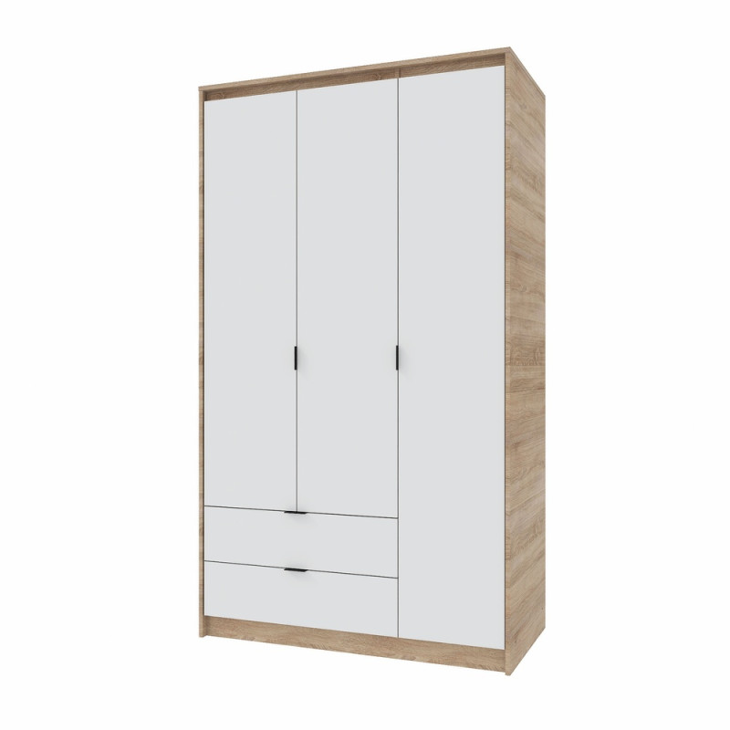 Шафа распашная для одежды с выдвижными ящиками (полки - штанга) Сити-1200 120,2х50х204,6 см Дуб сонома/Белый (31537)