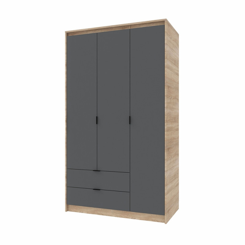Шафа распашная для одежды с выдвижными ящиками (полки - штанга) Сити-1200 120,2х50х204,6 см Дуб сонома/Графит (31538)