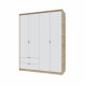 Шкаф распашной для одежды с выдвижными ящиками (полки - полки) Сити-1600 160,2х50х204,6 см Дуб сонома/Белый (31535)