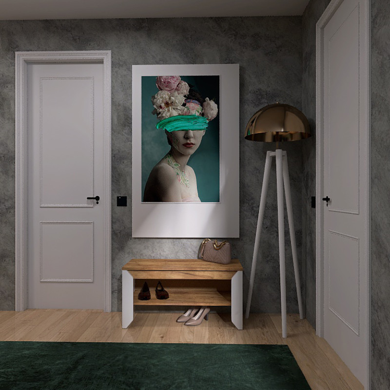 Тумба для обуви Нордик-900 90х38х45 см Белый + Крафт золотой (13279)