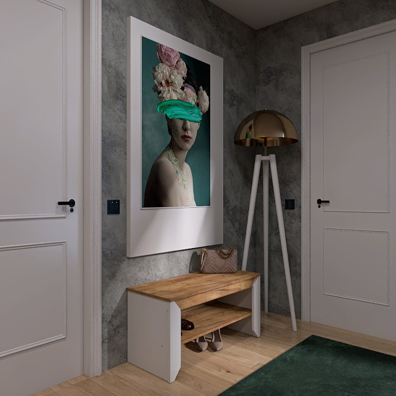 Тумба для обуви Нордик-900 90х38х45 см Белый + Крафт золотой (13279)