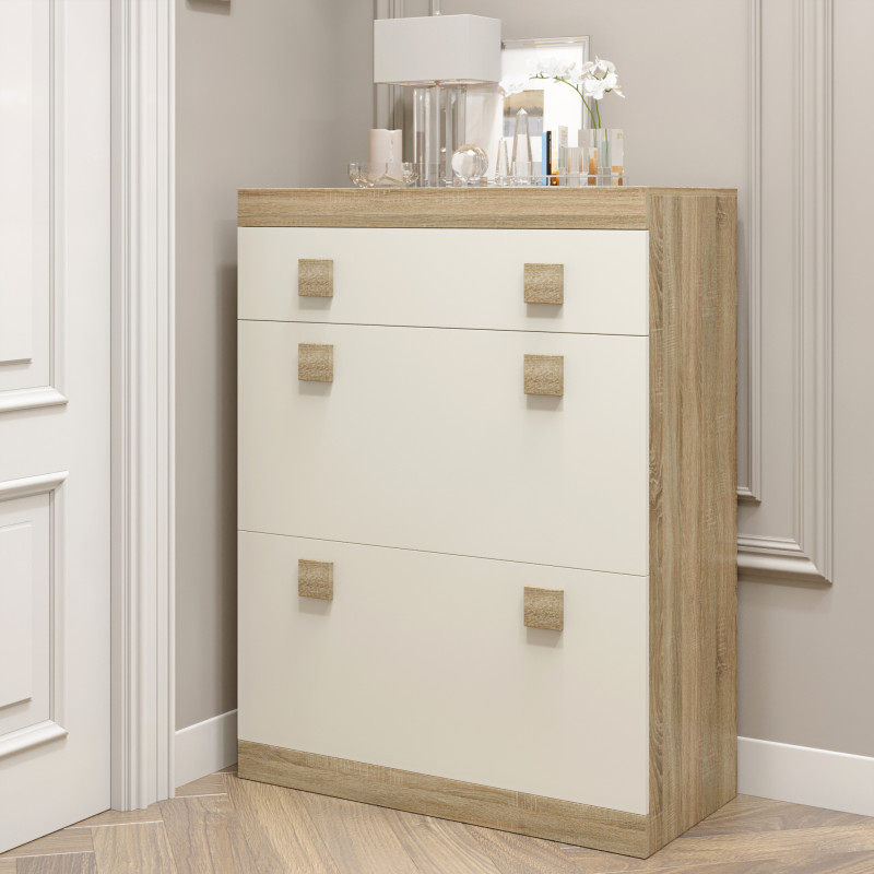 Тумба для обуви Соната ТО-800 80х38х105.5 дуб сонома + белый (8605)