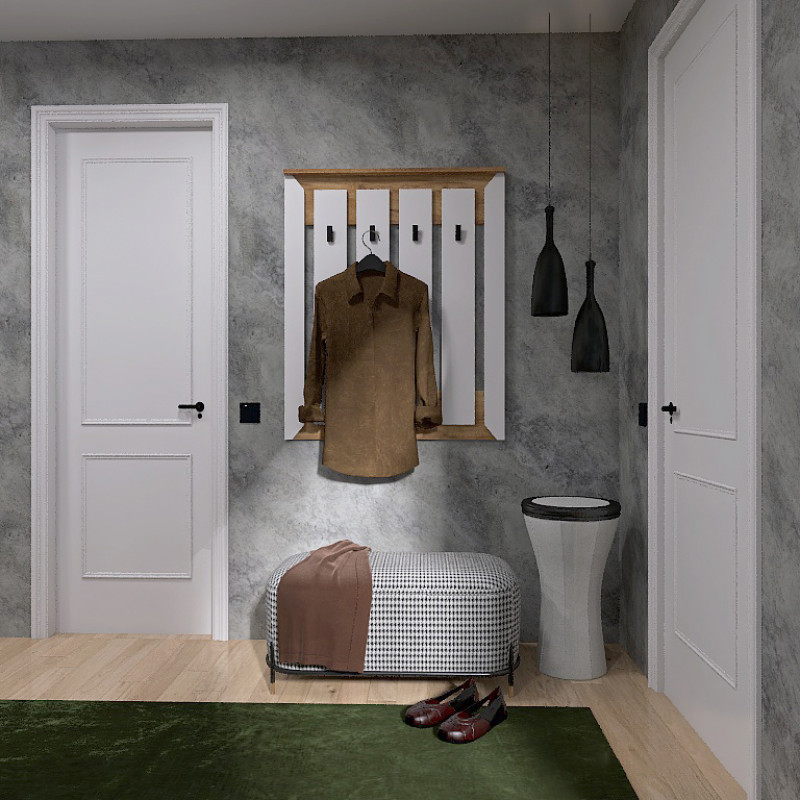 Вешалка настенная Нордик-900 90х6х110 см Белый + Дуб крафт золотой (13251)