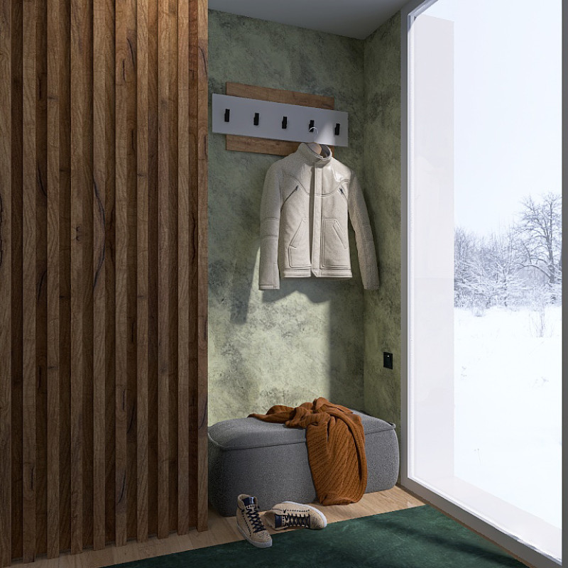 Вешалка настенная Нордик-800 80х3х36 см Белый + Дуб крафт золотой (13253)