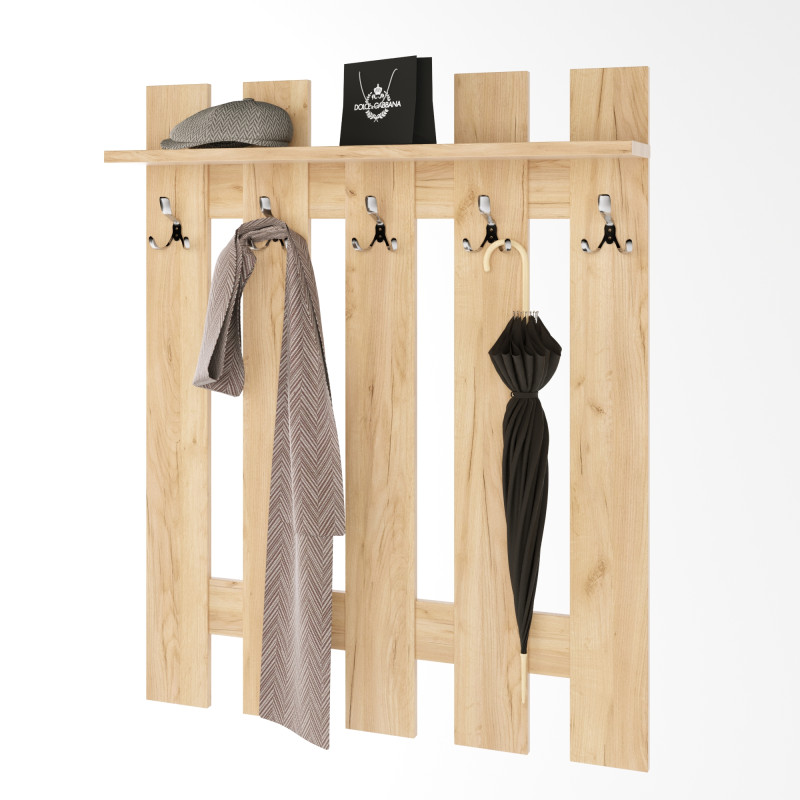 Вешалка настенная Либерти 90x15.2x110 см дуб крафт золотой (8342)