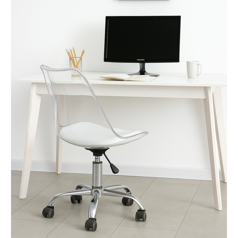 Офісне крісло Астер прозоре з білим сидінням (ASTERTRW)