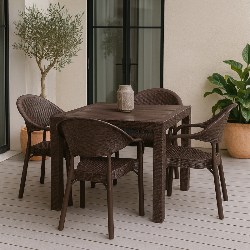 Стілець Софія пластиковий ротанг коричневий (BSOFIABR)