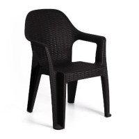Стілець Міла пластиковий ротанг чорний (PMILABL)