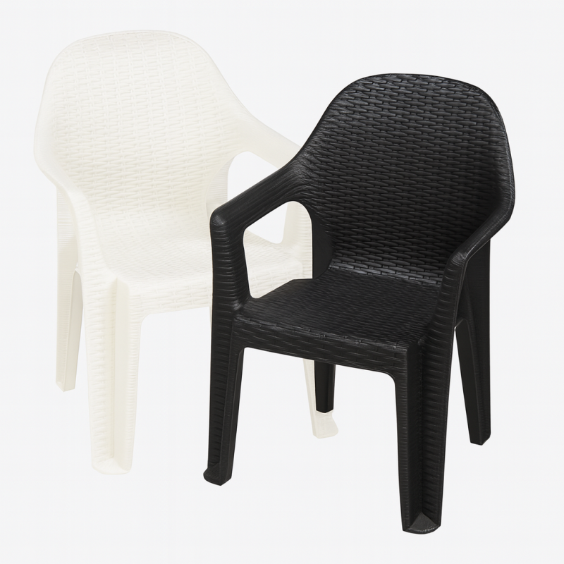 Стілець Міла пластиковий ротанг чорний (PMILABL)