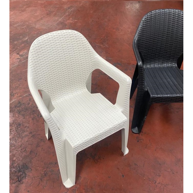 Стілець Міла пластиковий ротанг білий (PMILAWH)