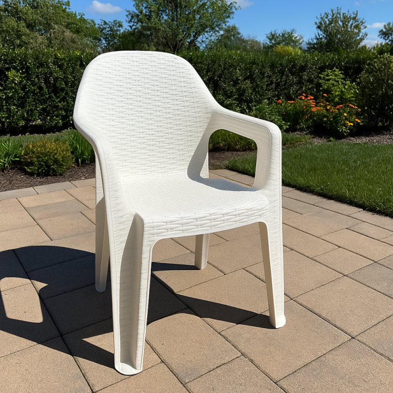 Стілець Міла пластиковий ротанг білий (PMILAWH)