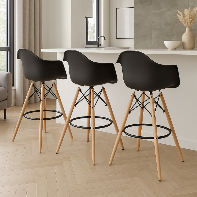 Стілець Тауер Вуд Eames барний високий чорний (SDMEAMESBL)