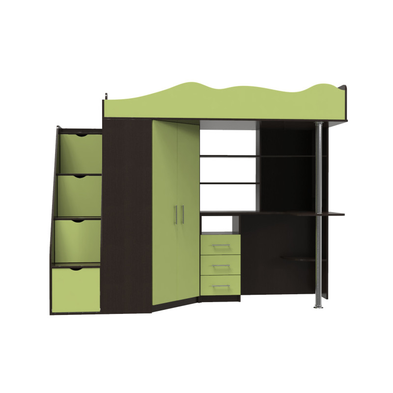 Кровать-чердак детский Binky ДС37А Венге и Лайм (BK01050016000)