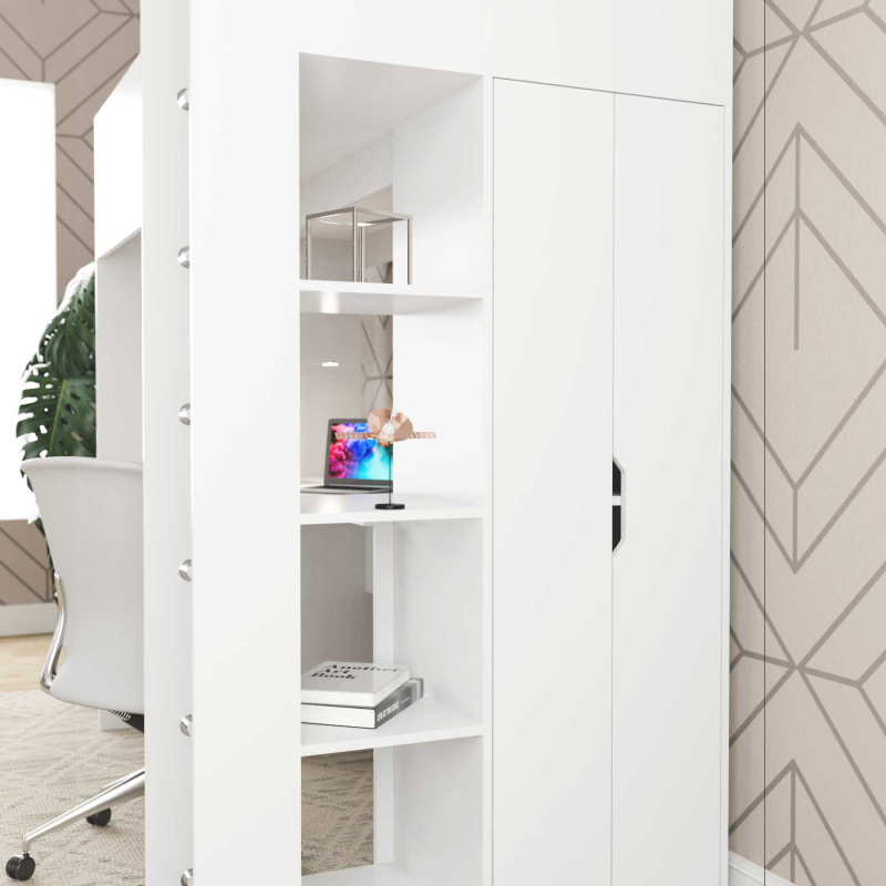 Кровать-чердак детский Binky ДЮС33 Белый бриллиант и Белый супермат (BK03010020000)