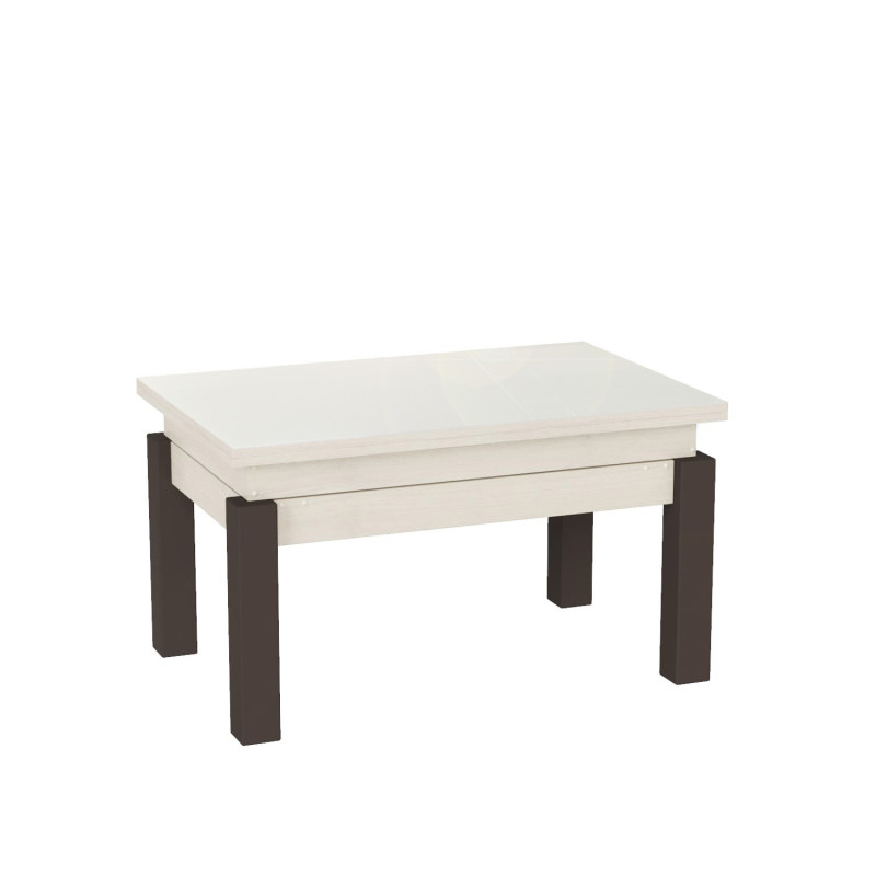 Стіл-трансформер B-Fly Glass Гікорі Рокфорд світлий/Венге ноги/Біле скло (TB10060600231)