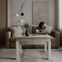 Стіл-трансформер B-Fly Glass Ательє світлий/Білі ноги/Перлина біле скло (TB10040400113)