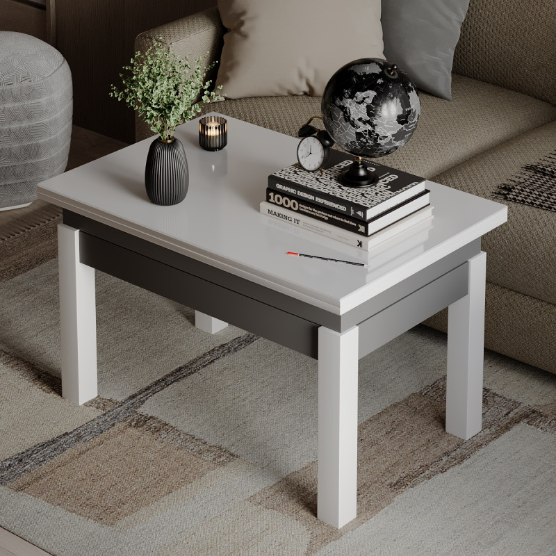 Стіл-трансформер B-Fly Glass Графіт/Білі ноги/Біле скло (TB10070700111)