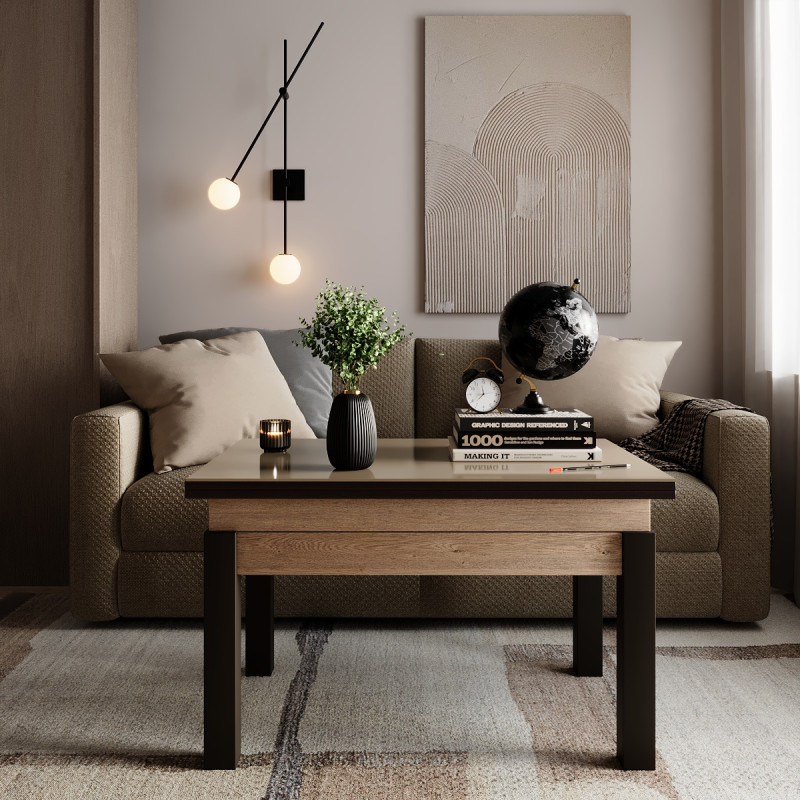 Стіл-трансформер B-Fly Glass Дуб експресив пісочний/Венге ноги/Бежове скло (TB10111100234)