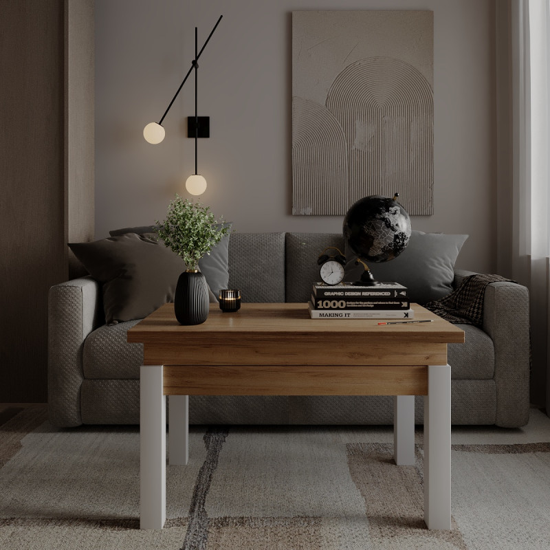 Стіл-трансформер B-Fly Дуб крафт золотий/Білі ноги (TB09121200110)