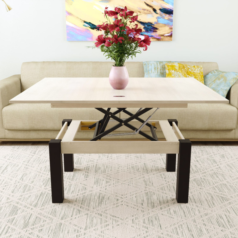 Стіл-трансформер B-Fly Glass Гікорі Рокфорд світлий/Венге ноги/Біле скло (TB10060600231)