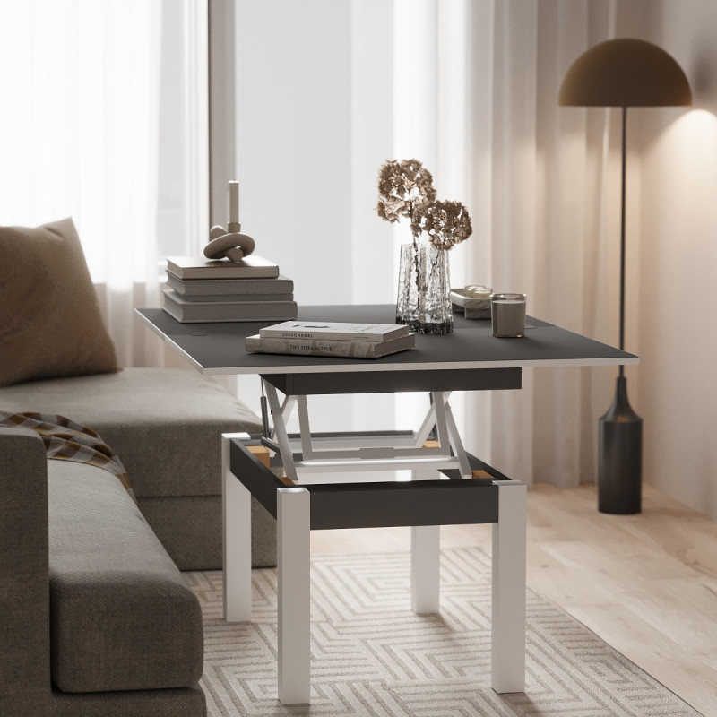 Стіл-трансформер B-Fly Glass Графіт/Білі ноги/Графітове скло (TB10070700112)