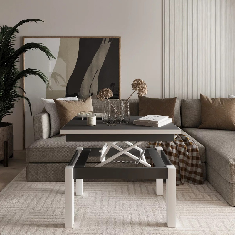 Стіл-трансформер B-Fly Glass Графіт/Білі ноги/Біле скло (TB10070700111)