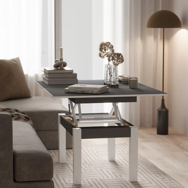 Стіл-трансформер B-Fly Glass Графіт/Білі ноги/Біле скло (TB10070700111)